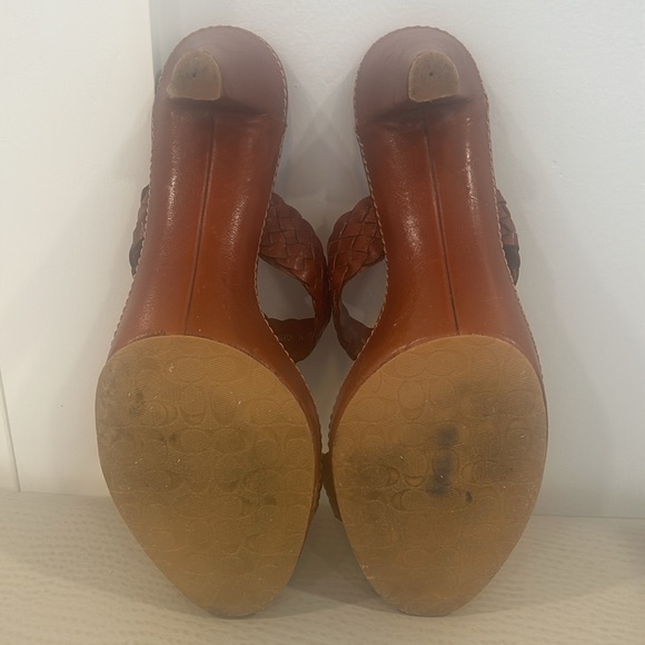 COACH Phebe brown braided Vachetta leather platform sandals - Picture 6 of 16